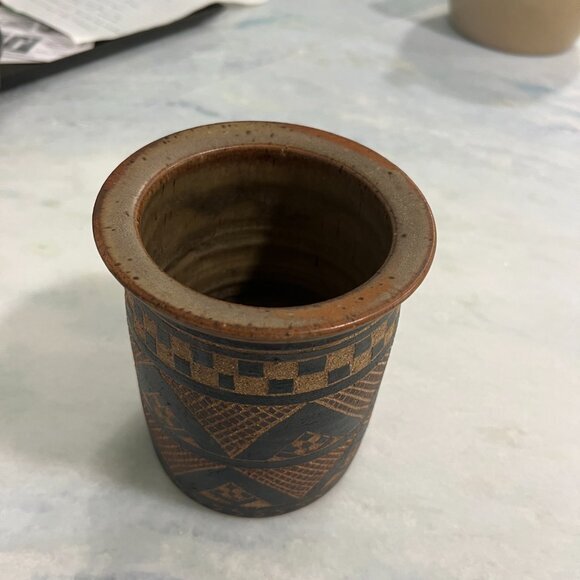 1992 Artisan Vase Deborah DD Tinsman Tribal Ceramic Sgraffito Pottery Art VTG - Picture 7 of 14